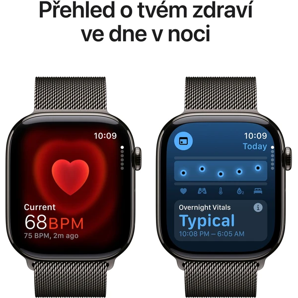 Apple Watch Series 10 Cellular 46mm Bridlicovo šedý titán s bridlicovo šedým milánskym ťahom S/M - Inteligentné hodinky - Obrázok 3EQ7000K01