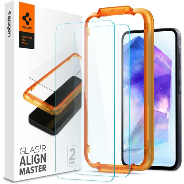 Spigen Glass tR AlignMaster 2 Pack tvrdené sklo Samsung Galaxy A55 - Ochranné fólie a sklo - Hlavný obrázok