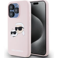 Karl Lagerfeld Liquid Silicone Double Heads Magsafe zadný kryt iPhone 15 Pro Max ružový - Puzdra