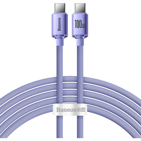 Baseus CAJY000705 Crystal Shine Series Dátový Kábel USB-C - USB-C 100W 2m Purple - Káble - Hlavný obrázok