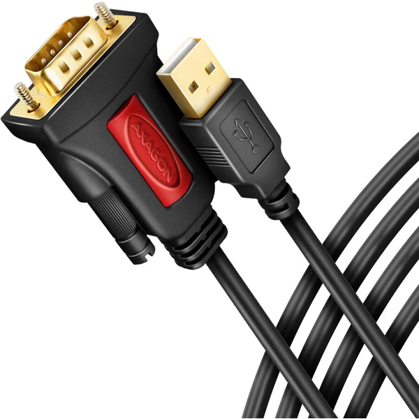 AXAGON USB-A/COM(DE-9) redukcia 1,5m čierna - Káble a redukcie - Hlavný obrázok