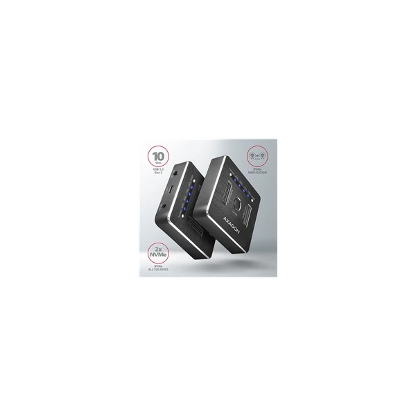 AXAGON Dokovacia stanica pre 2x M.2 SATA - USB-C 3.2 Gen 2 - Externé boxy - Obrázok 3H60700301