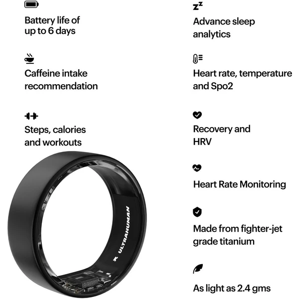 Ultrahuman Ring AIR šikovný prsteň veľ. 11 Matt Grey - Chytré prstene - Obrázok 3HE6000P01