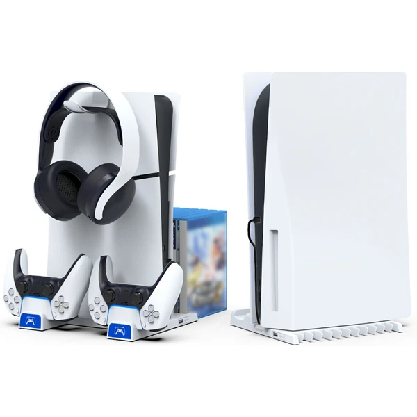 iPega P5S009 Multifunkčný Nabíjací Stojan pre PS5/PS5 Slim biely - Nabíjačky - Obrázok 3JU0000K01