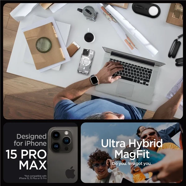 Spigen Ultra Hybrid MagFit kryt iPhone 15 Pro Max zero one biely - Puzdra - Obrázok 3KHA000601