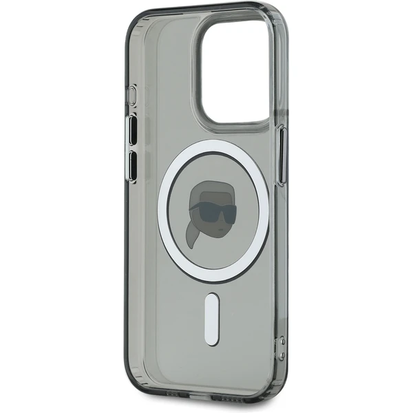 Karl Lagerfeld IML Karl Head Metal Frame MagSafe zadný kryt pre iPhone 15 Pro Max čierny - Puzdra - Obrázok 3KS6000L01