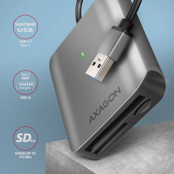 AXAGON CRE-S3 čítačka kariet USB-A sivá - Čítačky pamäťových kariet - Obrázok 3MS6000701