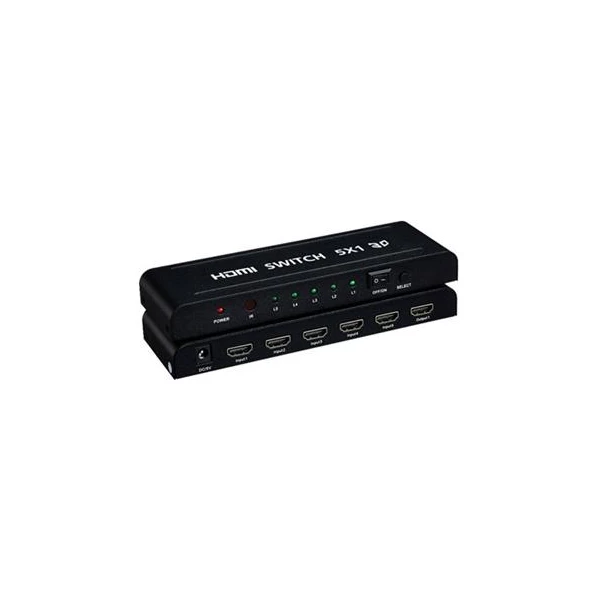 PremiumCord HDMI switch 5:1 kovový s diaľkovým ovládačom a napájacím adaptérom - Ostatné - Hlavný obrázok