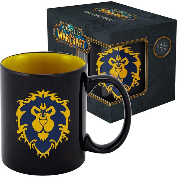 Keramický hrnček World of Warcraft Aliancia - čierny 330 ml (darčekové balenie)