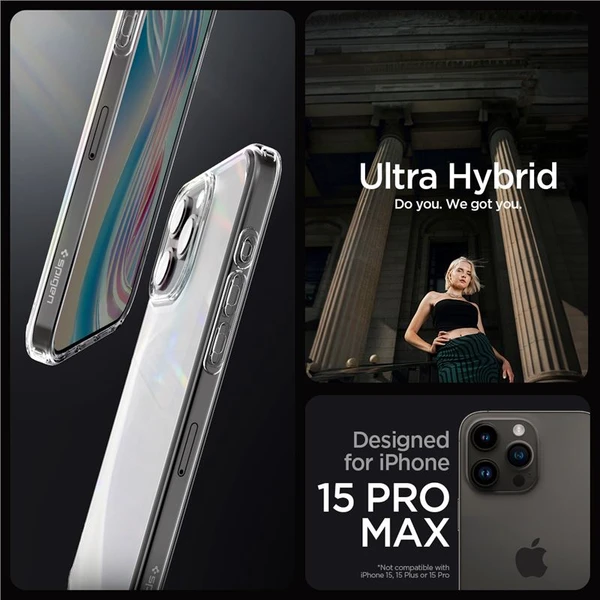 Spigen Ultra Hybrid kryt iPhone 15 Pro Max priehľadný - Puzdra - Obrázok 3NW8000601