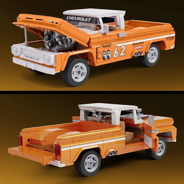 Mattel Brick Shop zostaviteľný model Hot Wheels - Custom 62 Chevy Pickup (Elite series) - Stavebnica - Obrázok 3NWG000K01
