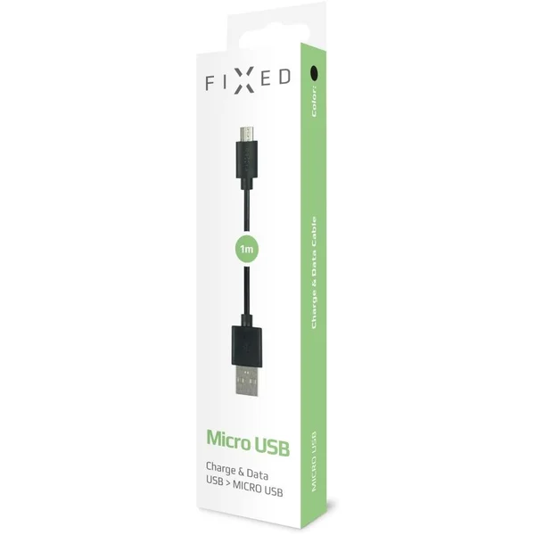 FIXED Rýchly nabíjací USB-A/MicroUSB napájací kábel 1m čierny - Káble a redukcie - Obrázok 3PAO000101