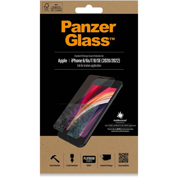 PanzerGlass Standard sklo Apple iPhone 6/6s/7/8/SE (4,7") číre - Ochranné fólie a sklo - Obrázok 3QXQF00101