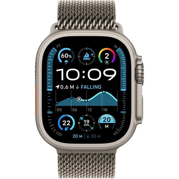 Apple Watch Ultra 2 (2024) 49mm Prírodný titán s prírodne titánovým milánskym ťahom S - Inteligentné hodinky - Obrázok 3SQ7000K01