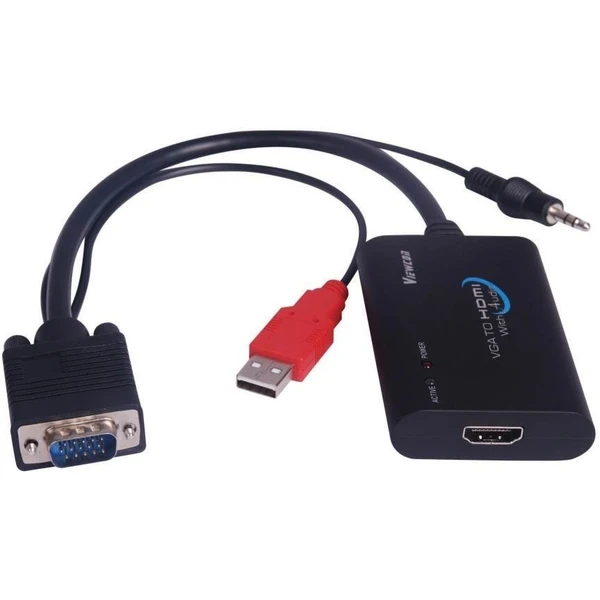 PremiumCord VGA + 3,5mm -> HDMI redukcia čierna - Káble a redukcie - Hlavný obrázok