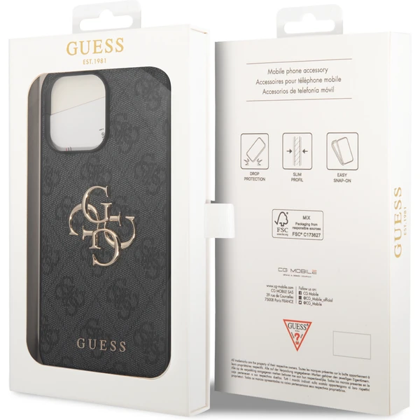 Guess PU 4G Metal Logo kryt iPhone 15 Pro Max sivý - Puzdra - Obrázok 3UK8000601