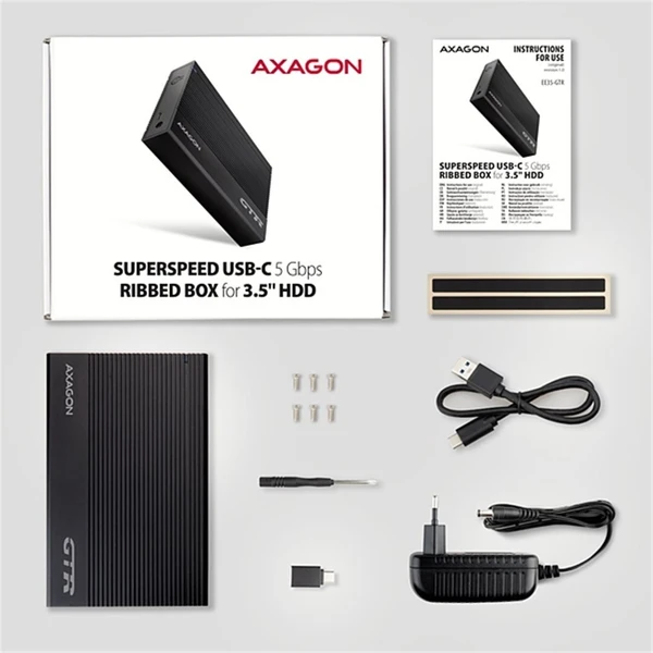 AXAGON EE35-GTR RIBBED externý box pre 3,5“ disk - Externé boxy - Obrázok 3YS6000701