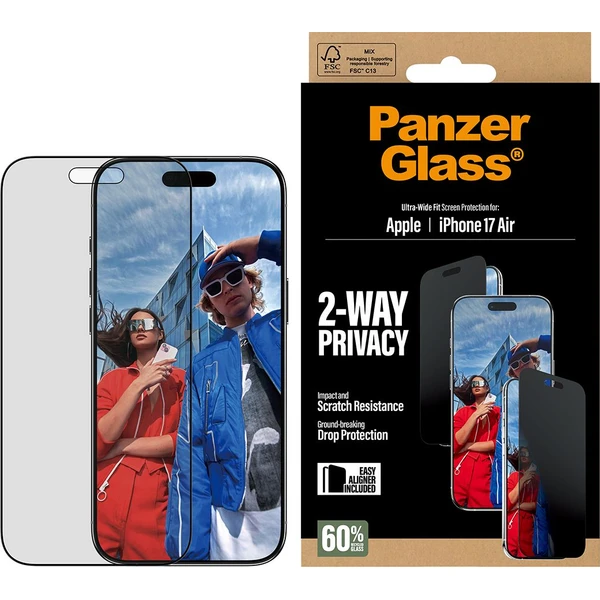 PanzerGlass® Privacy sklo Apple iPhone Air s inštalačným rámčekom - Ochranné fólie a sklo - Hlavný obrázok