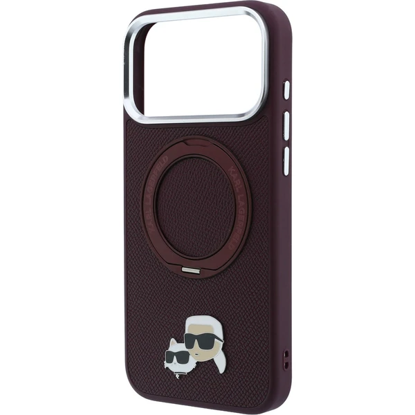 Karl Lagerfeld PU Grained K&CH Heads Ring Stand Magsafe kryt iPhone 18 Pro vínový - Puzdra - Obrázok 3a0594f6d34149b6921163fca62da32e