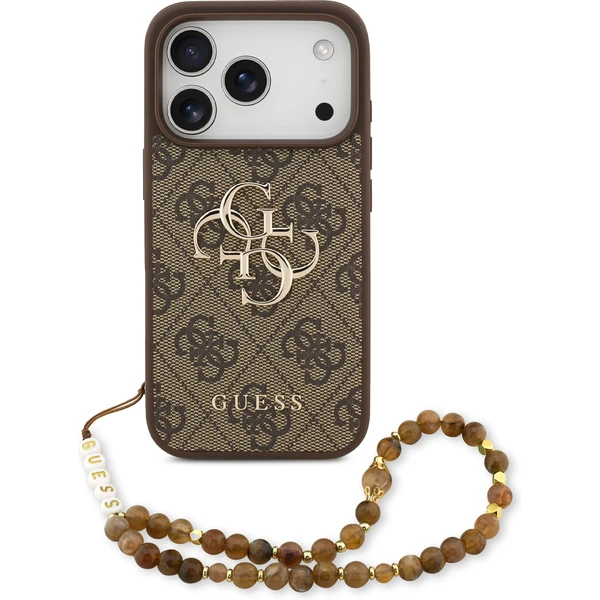 Guess PU 4G Metal Logo Strap kryt iPhone 17 Pro hnedý - Puzdra - Hlavný obrázok