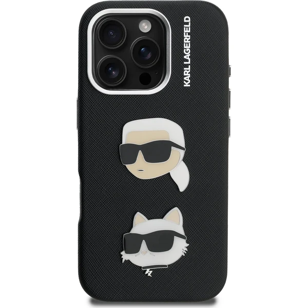Karl Lagerfeld Grained PU K&CH Heads kryt iPhone 16 Pro Max čierny - Puzdra - Obrázok 3a1d669b4a2d49e4969d98aaafb33a38