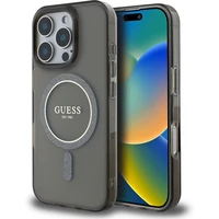 Guess IML Glitter Ring MagSafe kryt pre iPhone 16 Pre čierny - Puzdra