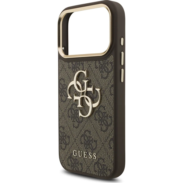 Guess PU Leather 4G Metal Logo Gold Frame Zadný Kryt pre iPhone 18 Pro Brown - Puzdra - Obrázok 3a9ffaecc8214280b89ba0edc055b1f3