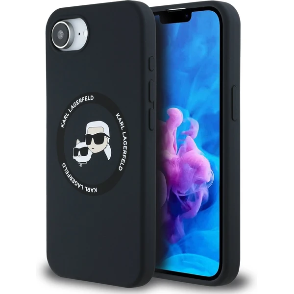Karl Lagerfeld Liquid Silicone K&CH Heads MagSafe kryt iPhone 17e/16e čierny - Puzdra - Hlavný obrázok