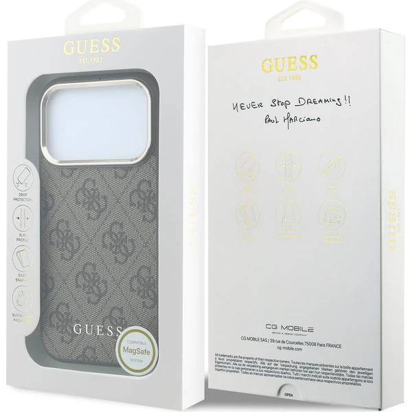 Guess PU Leather 4G Gold Frame MagSafe Zadný kryt pre iPhone 18 Pro Max Brown - Puzdra - Obrázok 3b65729b35064ce1b896aa7d04e6246c