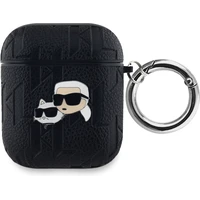 Karl Lagerfeld PU Embossed Karl and Choupette Heads Puzdro pre AirPods 1/2 Black - Puzdra
