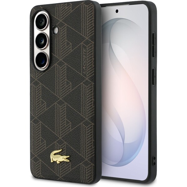 E-shop Lacoste PVC Blend Monogram Zlaté Logo Magnetický kryt Samsung Galaxy S26 hnedý