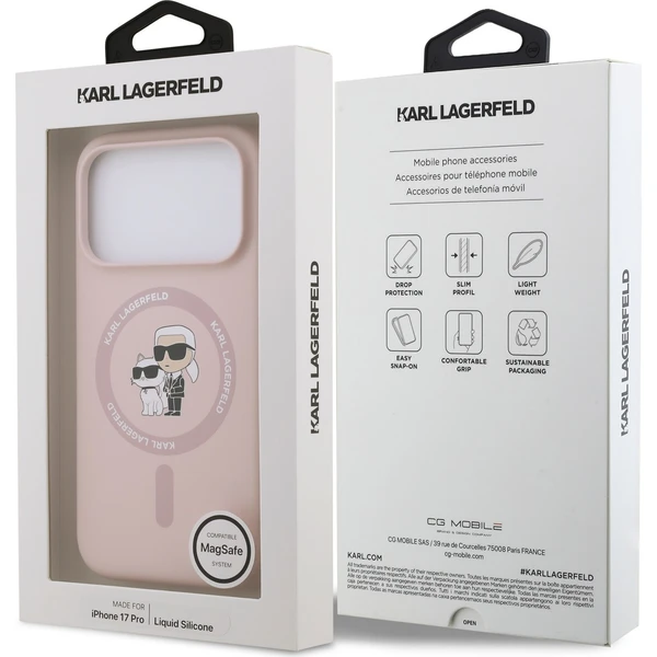 Karl Lagerfeld Liquid Silicone Karl and Choupette MagSafe kryt iPhone 18 Pro růžový - Puzdra - Obrázok 3ba24441a328411a802da94d28743d18