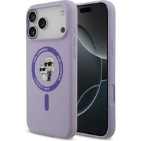 Karl Lagerfeld Liquid Silicone Karl a Choupette MagSafe kryt iPhone 17 Pro Max fialový - Puzdra