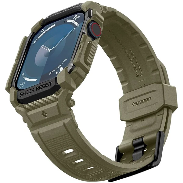 Spigen Rugged Armor Pro remienok s puzdrom Apple Watch 10/11 (46mm) zelený - Remienky - Hlavný obrázok