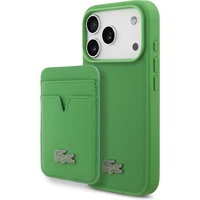 Lacoste Iconic Petit Pique MagSafe kryt + peňaženka iPhone 17 Pro zelený - Puzdra