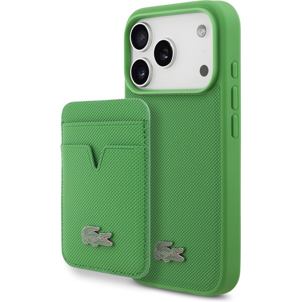 E-shop Lacoste Iconic Petit Pique MagSafe kryt + peňaženka iPhone 17 Pro zelený