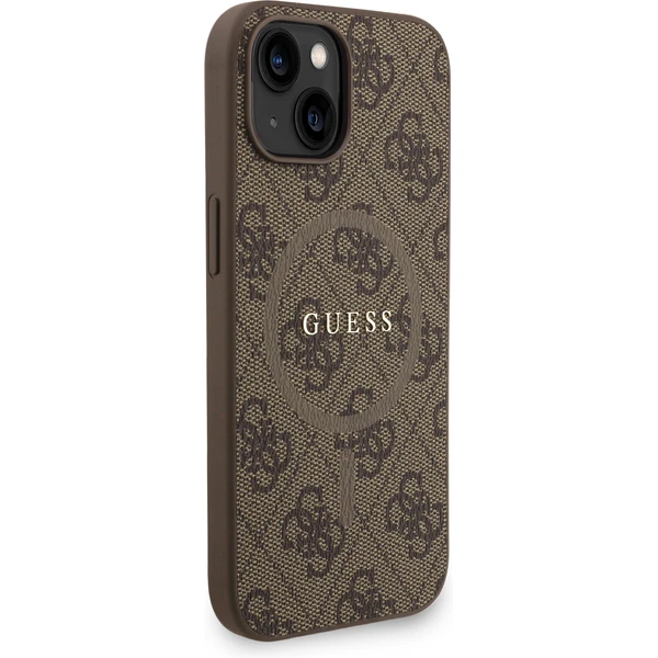 Guess PU Leather 4G Colored Ring Strap MagSafe kryt iPhone 15 hnedý - Puzdra - Obrázok 3c78ba53a554498a9b18601c0dbf8cc1