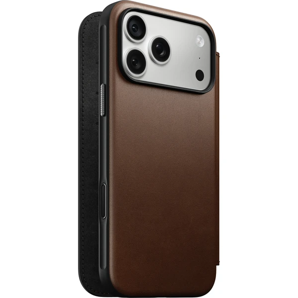 Nomad Modern Leather Folio MagSafe kožené puzdro iPhone 17 Pro Max/18 Pro Max Brown - Puzdra - Hlavný obrázok