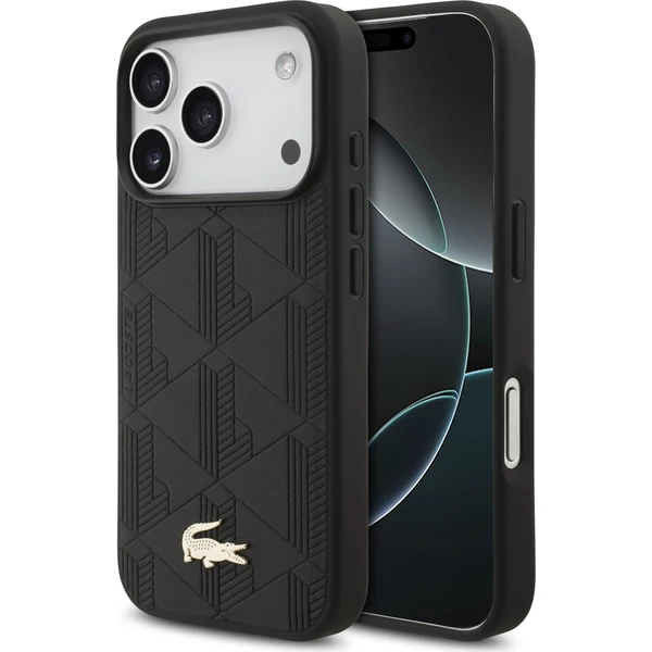 Lacoste PU Nomogram Gold Gold MagSafe kryt iPhone 17 Pro čierny - Puzdra - Hlavný obrázok