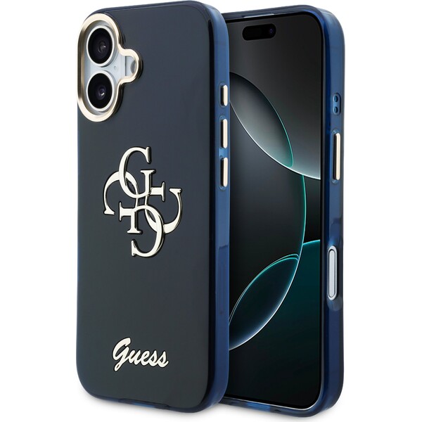 E-shop Guess IML 4G Script Metal Logo kryt iPhone 17 modrý