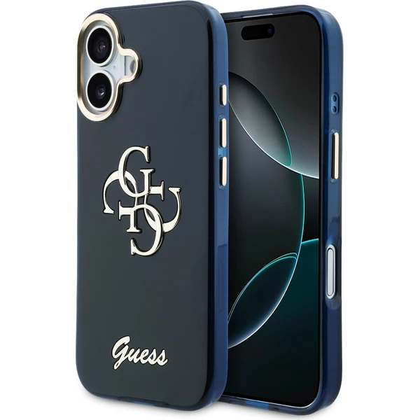Guess IML 4G Script Metal Logo kryt iPhone 17 modrý - Puzdra - Hlavný obrázok