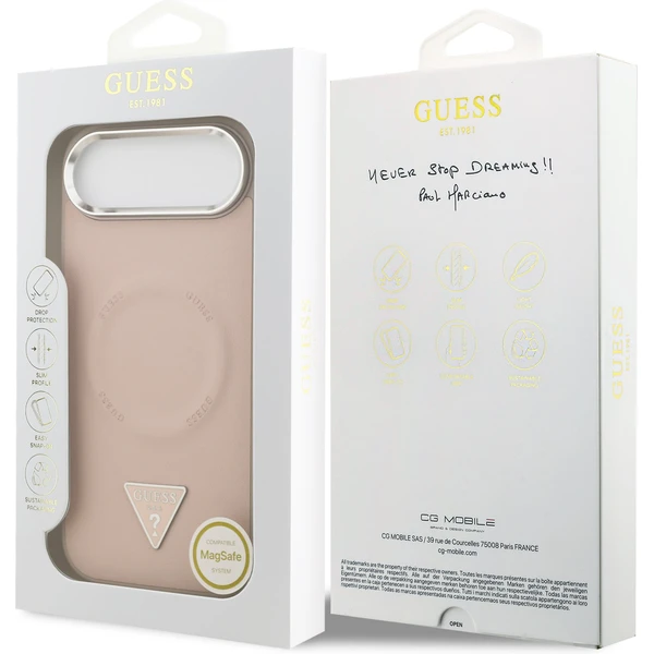Guess PU Leather Triangle Logo MagSafe kryt iPhone Air ružový - Puzdra - Obrázok 3d627041a94141f6a8ffe78715b8c067