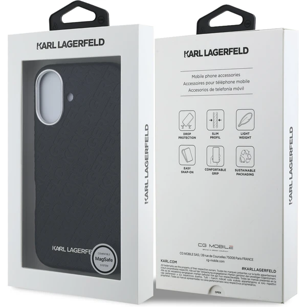 Karl Lagerfeld Grained PU Repeated Logo MagSafe kryt iPhone 16 čierny - Puzdra - Obrázok 3d6b301a6aa449fa94d65cc879c7ddd6