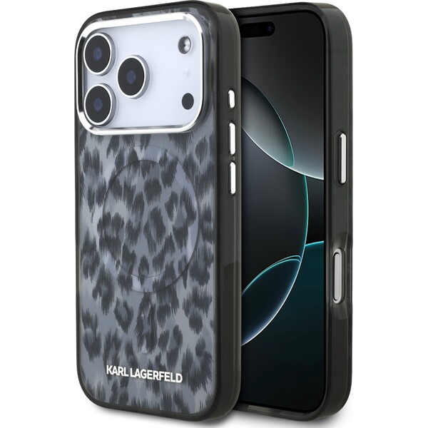 E-shop Karl Lagerfeld IML Leopard MagSafe Zadný Kryt pre iPhone 17 Pro sivý