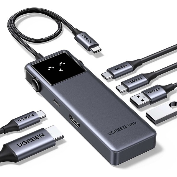 UGREEN Uno 6v1 Multiportový USB-C HUB s HDMI/USB 3.2 A/USB 3.2 C/PD Power Converter sivý