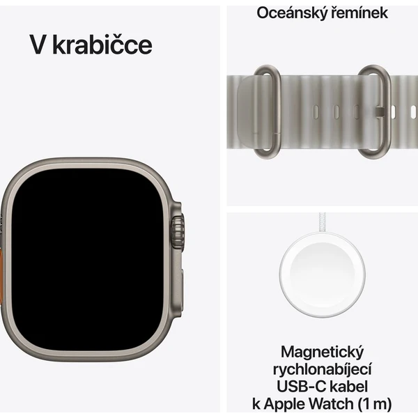 Apple Watch Ultra 4 49mm Přírodní titan s průsvitně šedým Oceánským řemínkem - Inteligentné hodinky - Obrázok 3d866b5a2eb849fb8ab3d5b93589ddef
