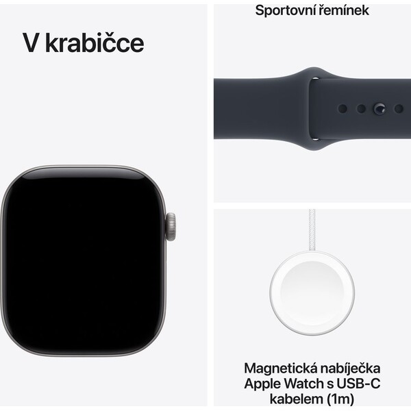 Apple Watch Series 12 Cellular (42mm) Vesmírně šedý hliník s námořnicky modrým sportovním řemínkem S - Inteligentné hodinky - Obrázok 3dadaf6d7bb54aa791f4e55b96ca52ea