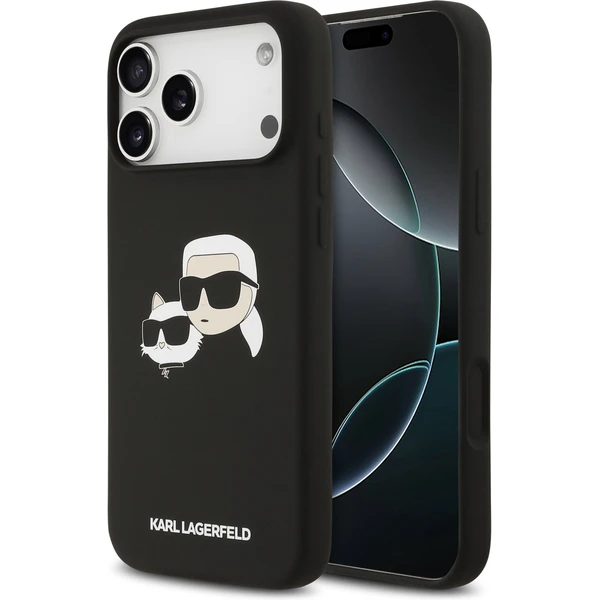 Karl Lagerfeld Liquid Silicone Double Heads MagSafe kryt iPhone 17 Pro Max čierny - Puzdra - Hlavný obrázok