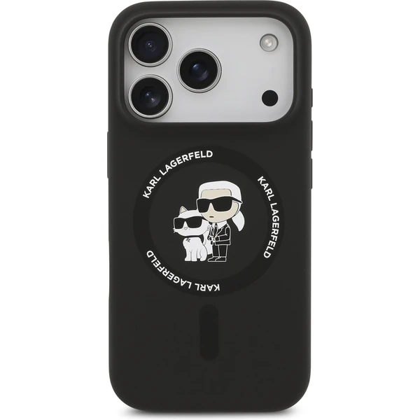 Karl Lagerfeld Liquid Silicone Karl a Choupette MagSafe kryt iPhone 17 Pro čierny - Puzdra - Obrázok 3dc35b7c47de4307b570438d191a5d1e
