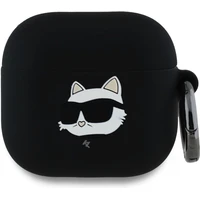 Karl Lagerfeld 3D Logo NFT Choupette Head Silikónové Puzdro pre AirPods 4 Black - Puzdra